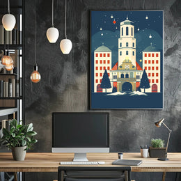 Winter Night at the Clock Tower Poster