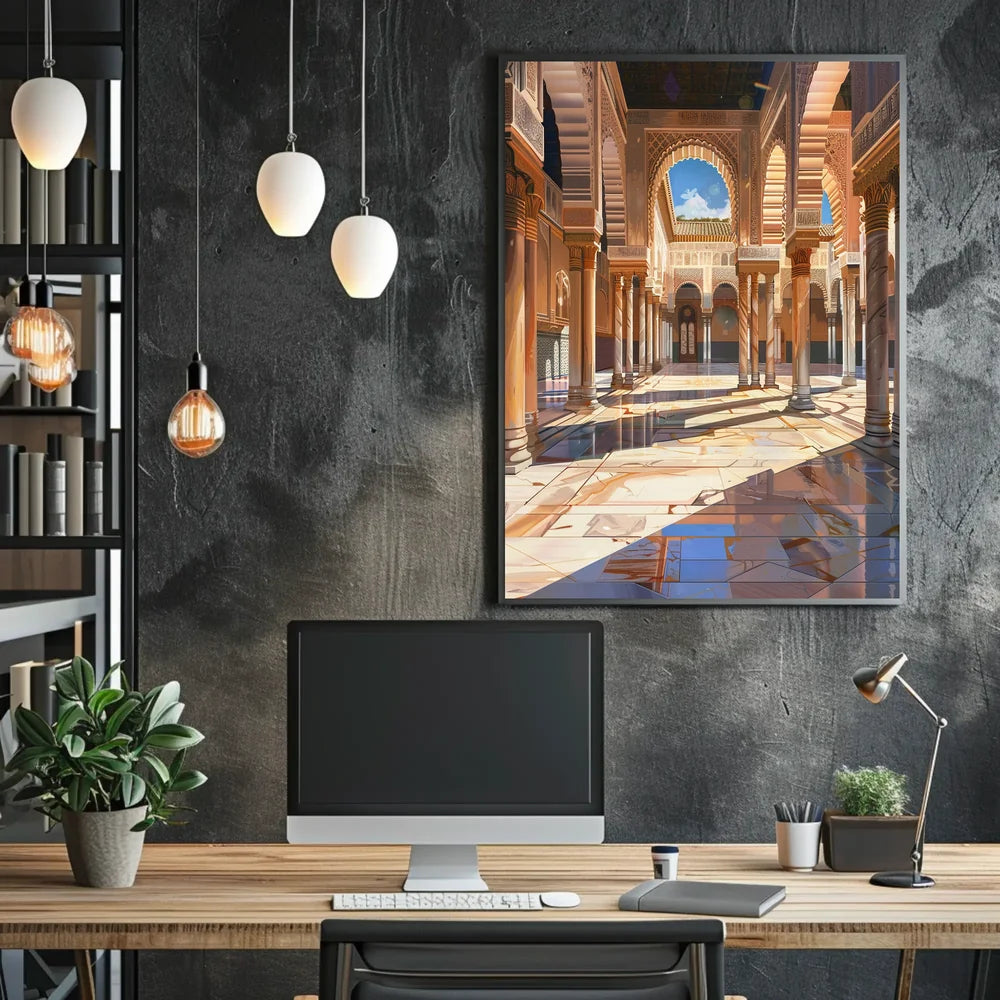 Ornate Moorish Architecture Poster: Alhambra-Inspired Art Print