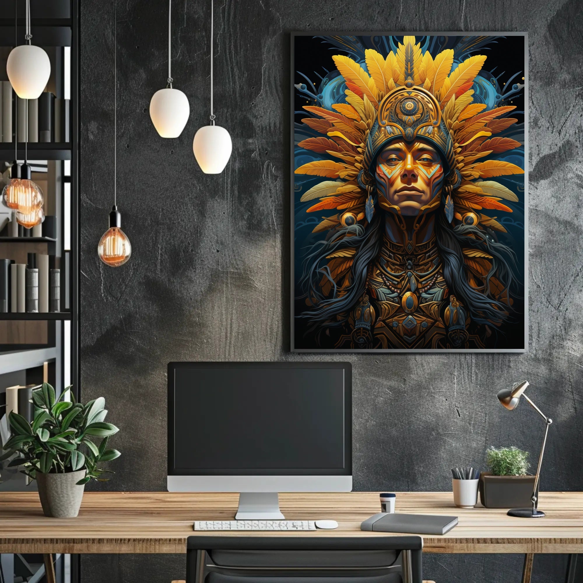 Mystical Feathered Headdress Cultural or Heritage Poster