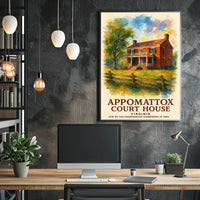 Appomattox Court House Historic Watercolor Poster Art