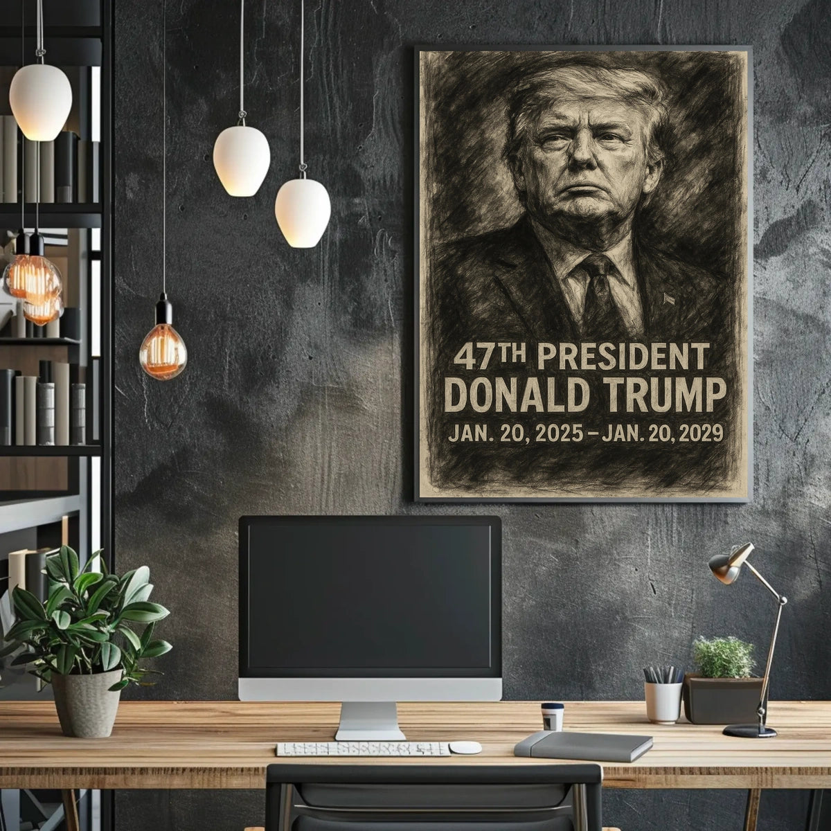 Trump Visionary Patriotic Charcoal Poster