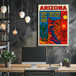 Arizona Saguaro and Grand Canyon Celebration Poster