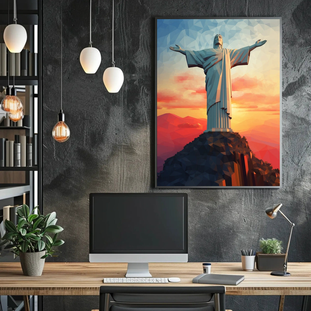 Majestic Sunset Over Christ the Redeemer Travel Poster
