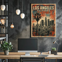 Los Angeles Vintage Cityscape Palm Retro Poster