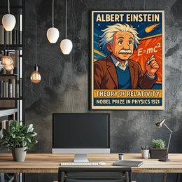 Albert Einstein Relativity Theory Vintage Curious Poster