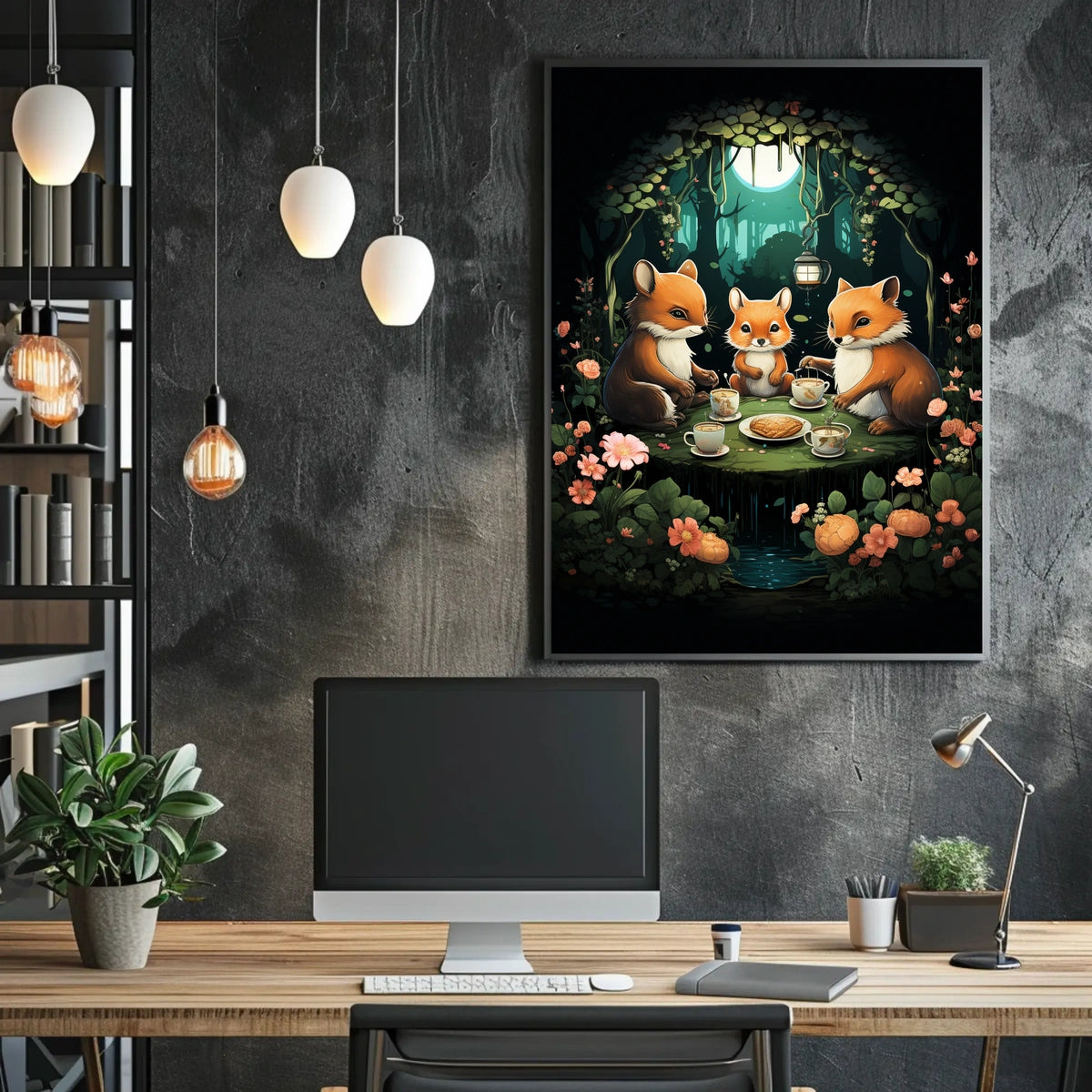 Whimsical Woodland Foxes Enchanted Tea Party Poster