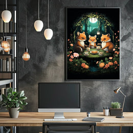 Whimsical Woodland Foxes Enchanted Tea Party Poster