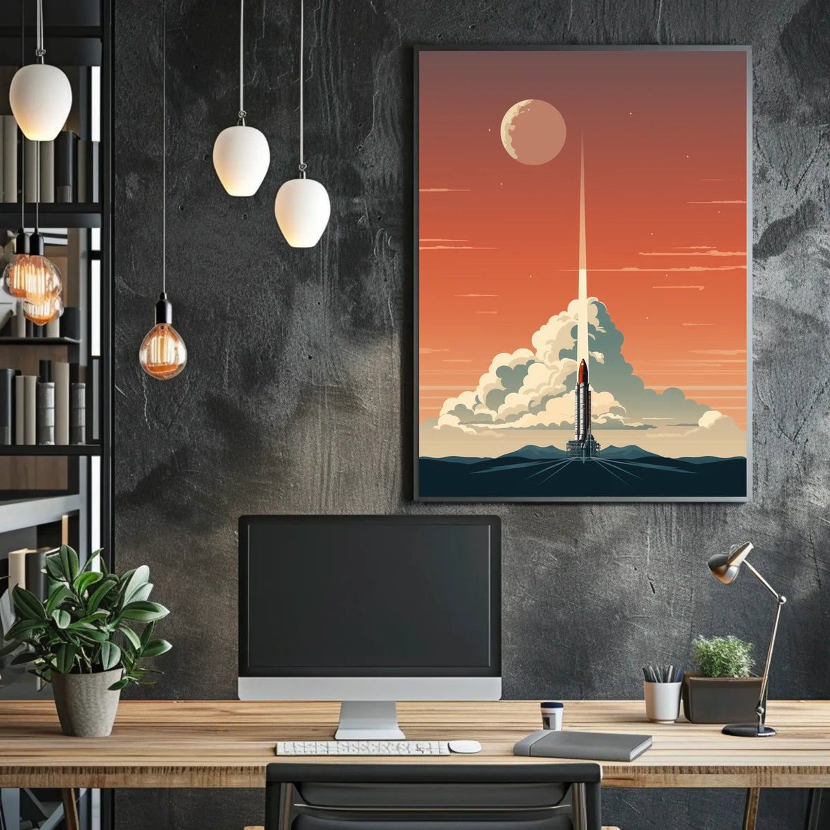 Vintage Space Shuttle Launch in Space or Astronomy Poster
