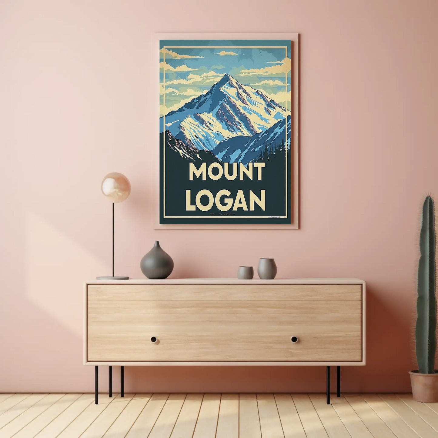 Mount Logan Snow Peak Vintage Travel Poster