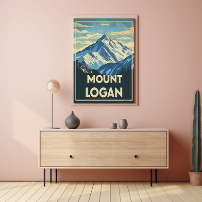 Mount Logan Snow Peak Vintage Travel Poster
