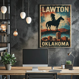 Vintage Lawton Oklahoma Cityscape Heritage Poster