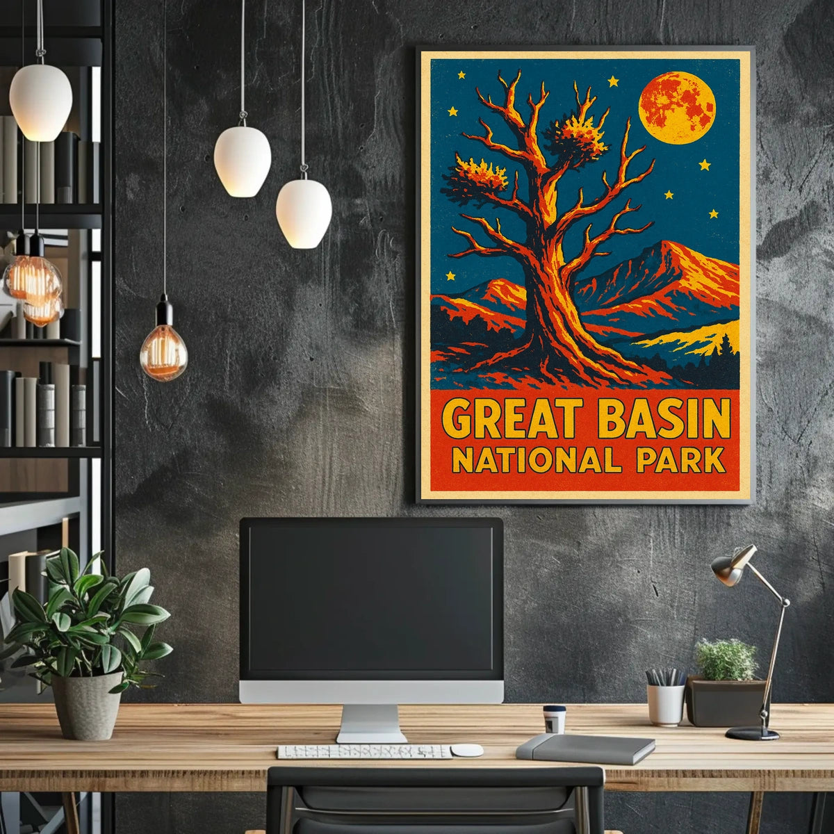 Great Basin Night Sky Vintage Travel Poster