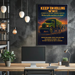 Keep 'Em Rolling: A Tribute to WWII Logistics Poster