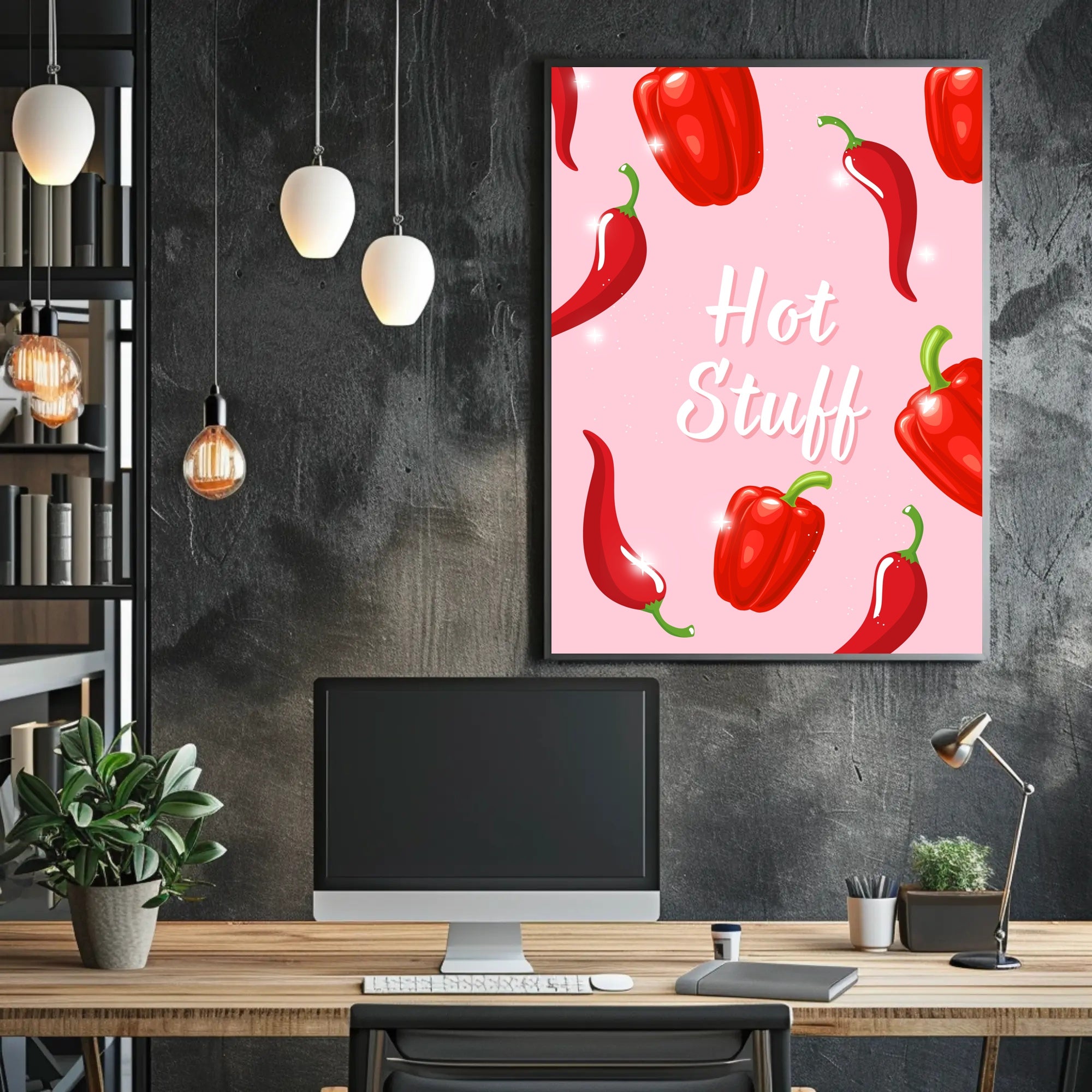 Spicy Peppers Illustration: Abstract Artistic Poster PosterGoat