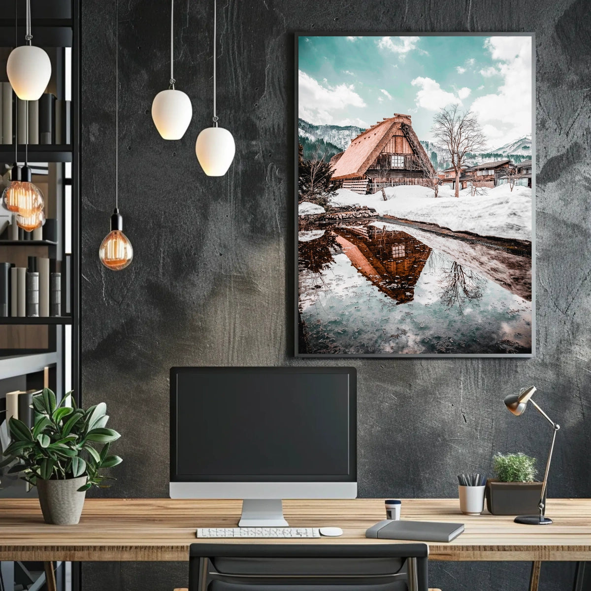 Winter Serenity In A Traditional Village Poster