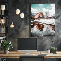 Winter Serenity In A Traditional Village Poster