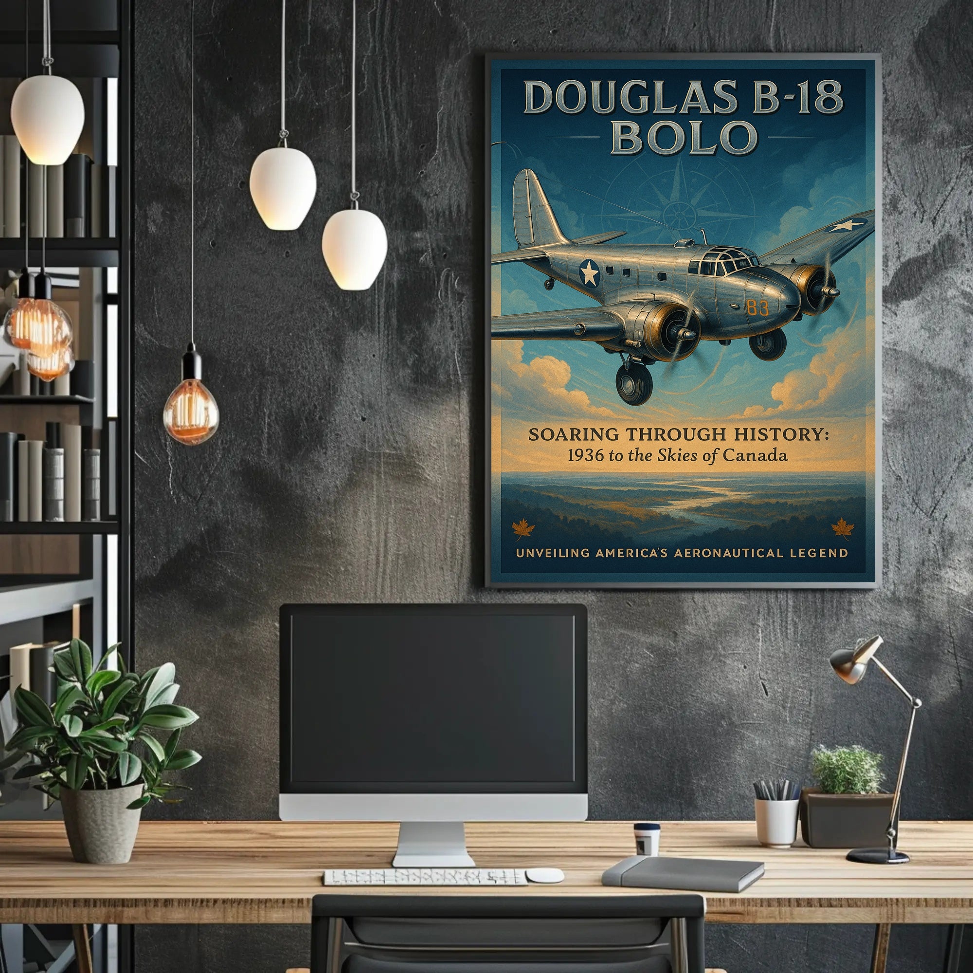 Douglas B18 Bolo Vintage Aircraft Poster Print