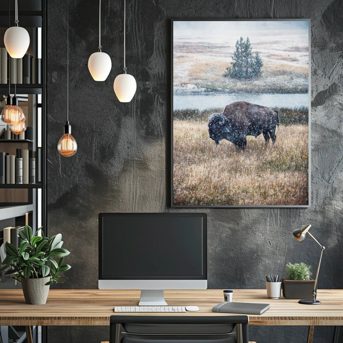 Majestic Bison In Winter Poster