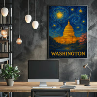 Washington Starry Night Capitol Poster