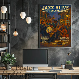 New Orleans Jazz Night in French Quarter Poster