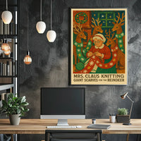 Mrs. Claus Knitting For The Reindeer Poster