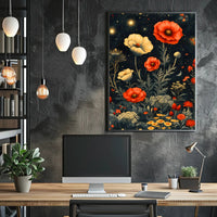 Floral Nightscape: Enchanted Poppies Fantasy or Mythology Poster