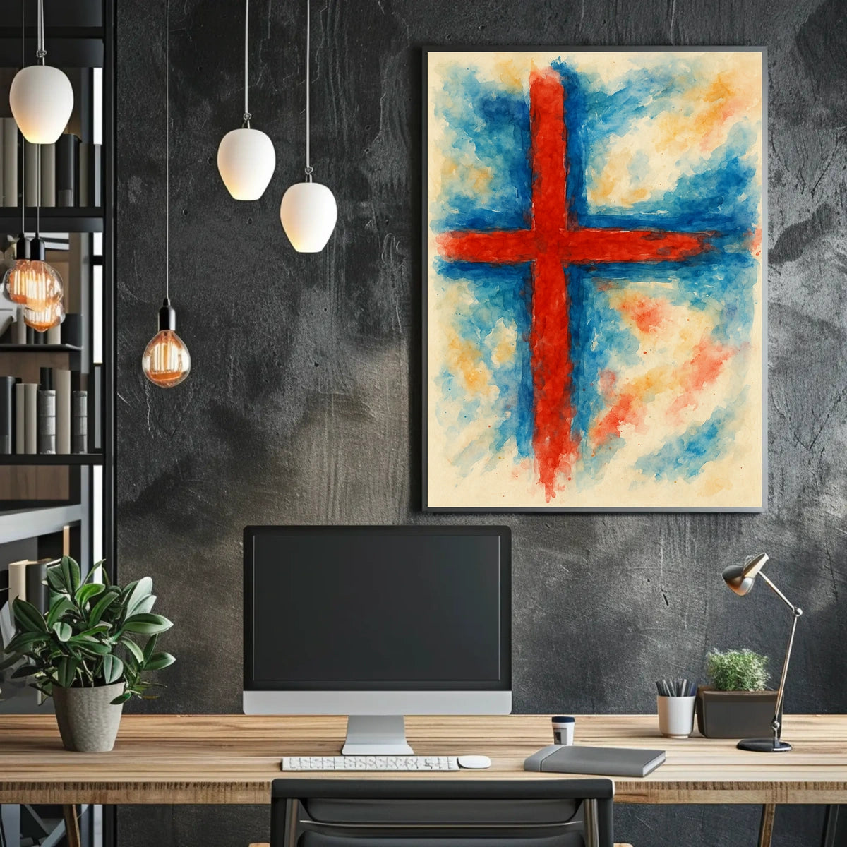 Abstract Cross Watercolor Art Decor Lovers Wanderlust Timeless Gallery Inspired Poster