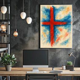 Abstract Cross Watercolor Art Decor Lovers Wanderlust Timeless Gallery Inspired Poster