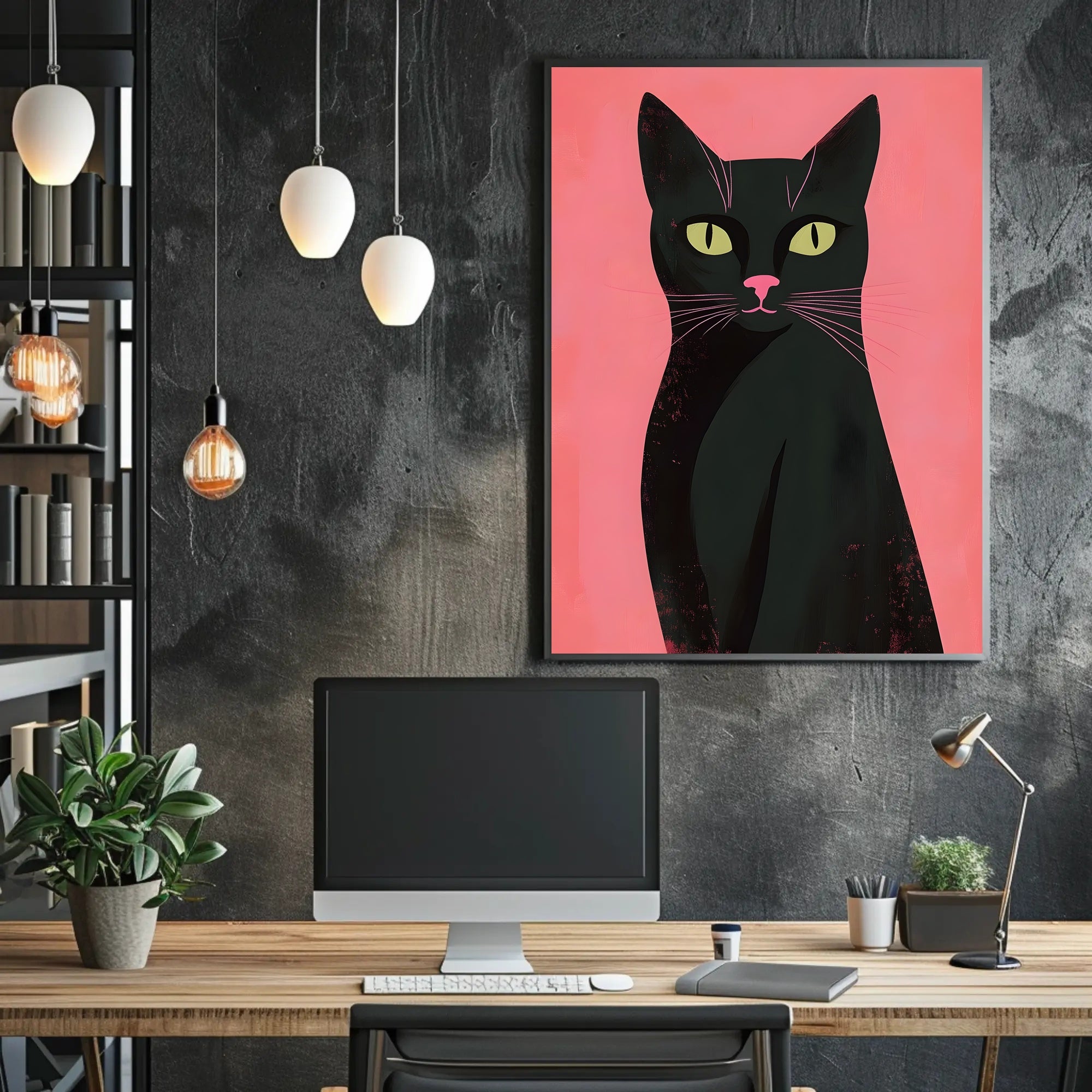 Black Cat Poster Mysterious Modern Wall Art