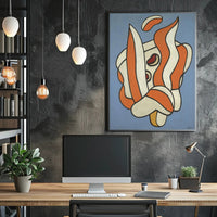 Abstract Shapes on Blue Poster