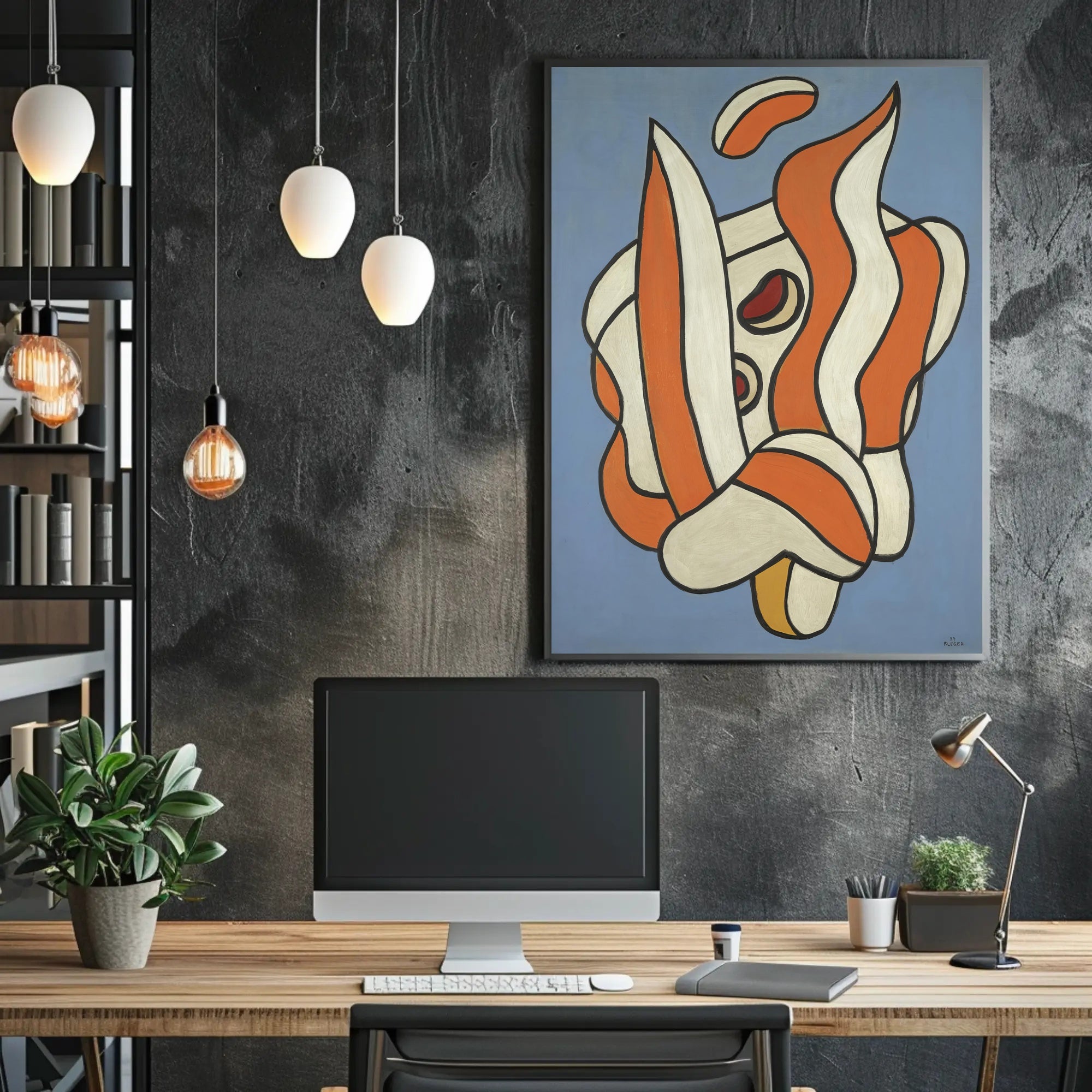 Abstract Shapes on Blue Poster
