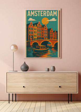 Amsterdam's Charm Captured in Vintage Travel Poster