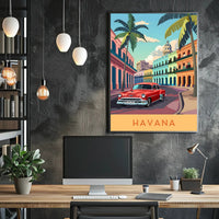 Classic Havana in Vibrant Streets: Travel Poster