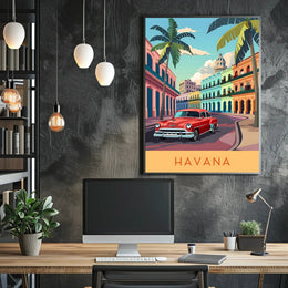 Classic Havana in Vibrant Streets: Travel Poster