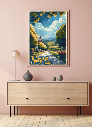 Napa Valley Vineyard Road California Travel Poster