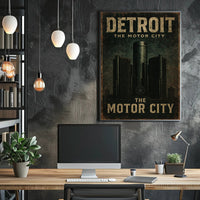 Detroit Motor City Vintage Urban or Cityscape Poster PosterGoat