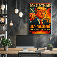 Donald Trump Rising Horizon Patriotic Dawn Sunrise Eagle Imagery Digital Painting Cinematic Poster