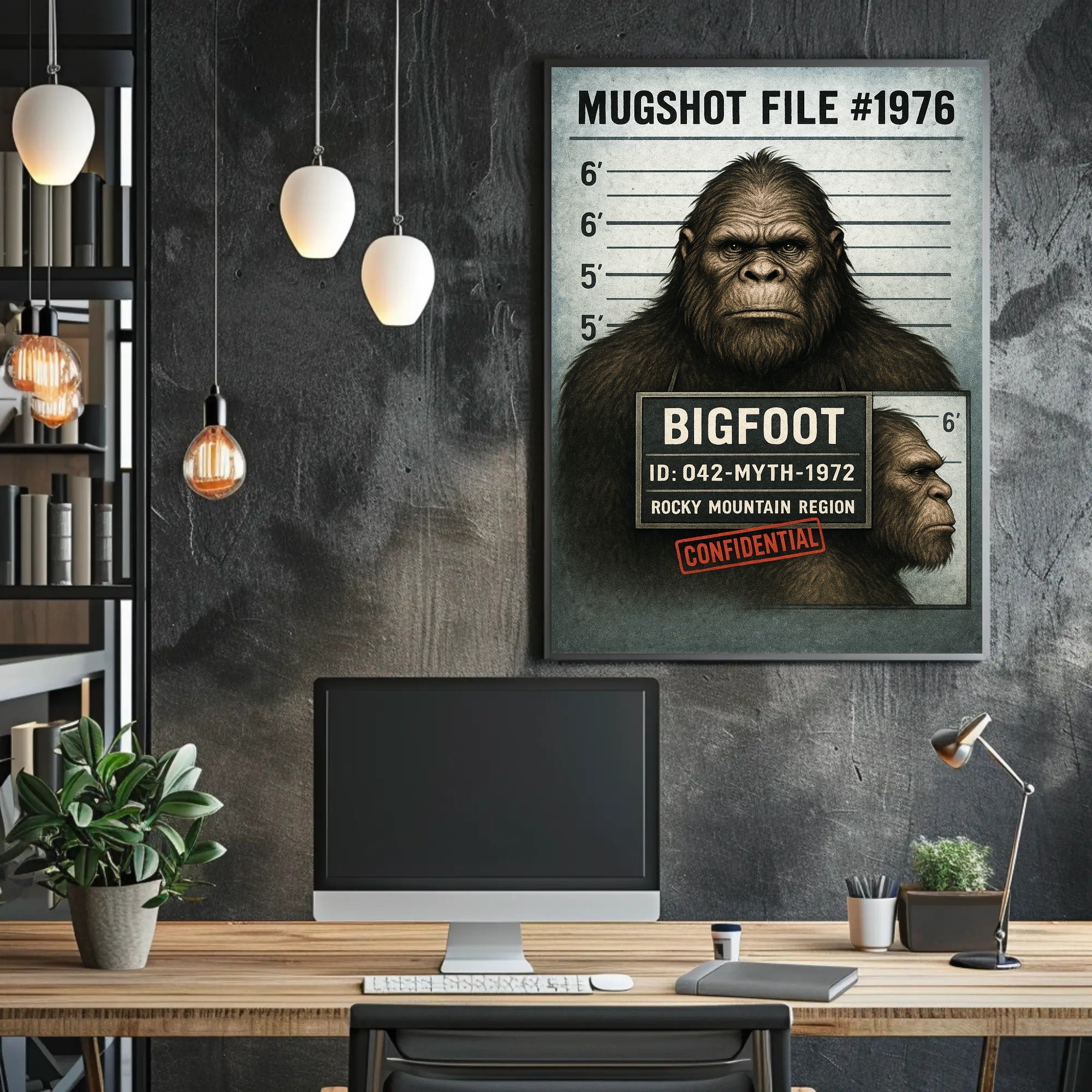 Bigfoot Mugshot  Mythical Sighting Poster PosterGoat