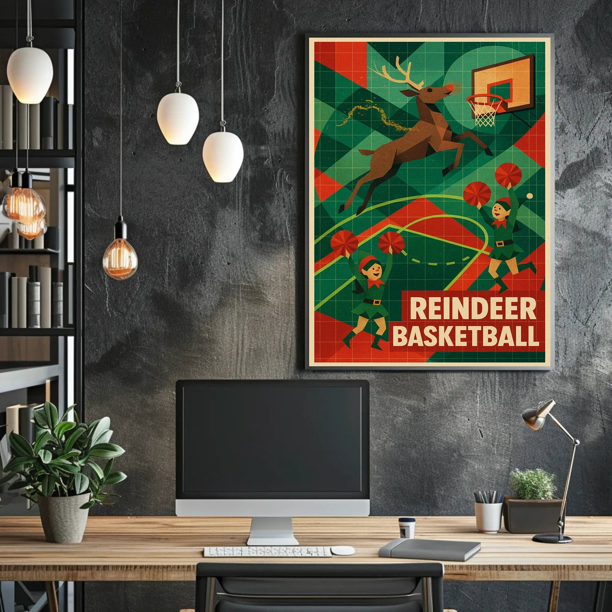 Reindeer Basketball Poster