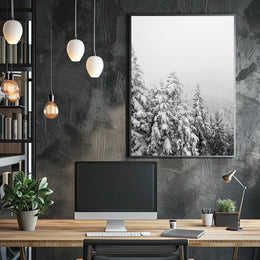 Serene Winter Landscape with Snow-Covered Pines National Park Poster