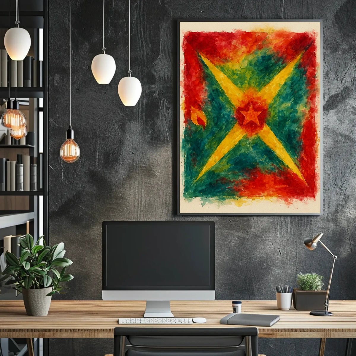 Vibrant Abstract Starburst Poster