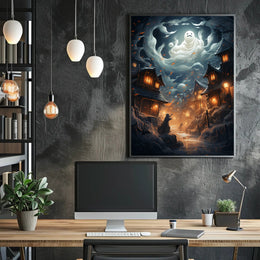 Enchanted Village Under Ghostly Skies Poster
