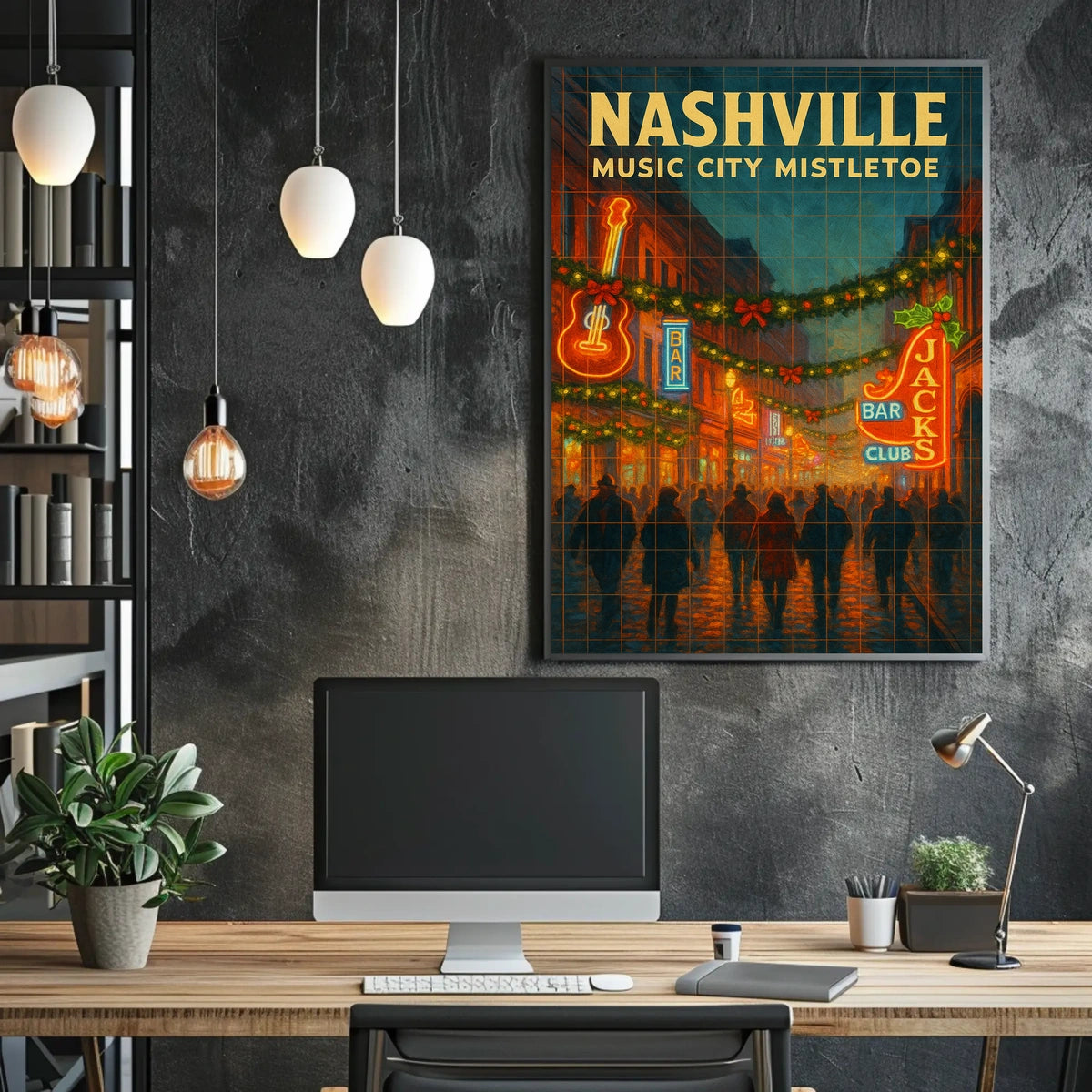 Nashville Music City Mistletoe Poster