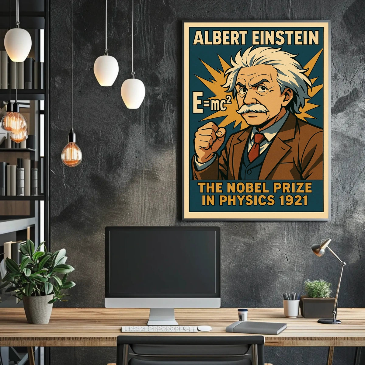 Einstein Portrait Vintage Nobel Science Poster