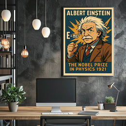 Einstein Portrait Vintage Nobel Science Poster