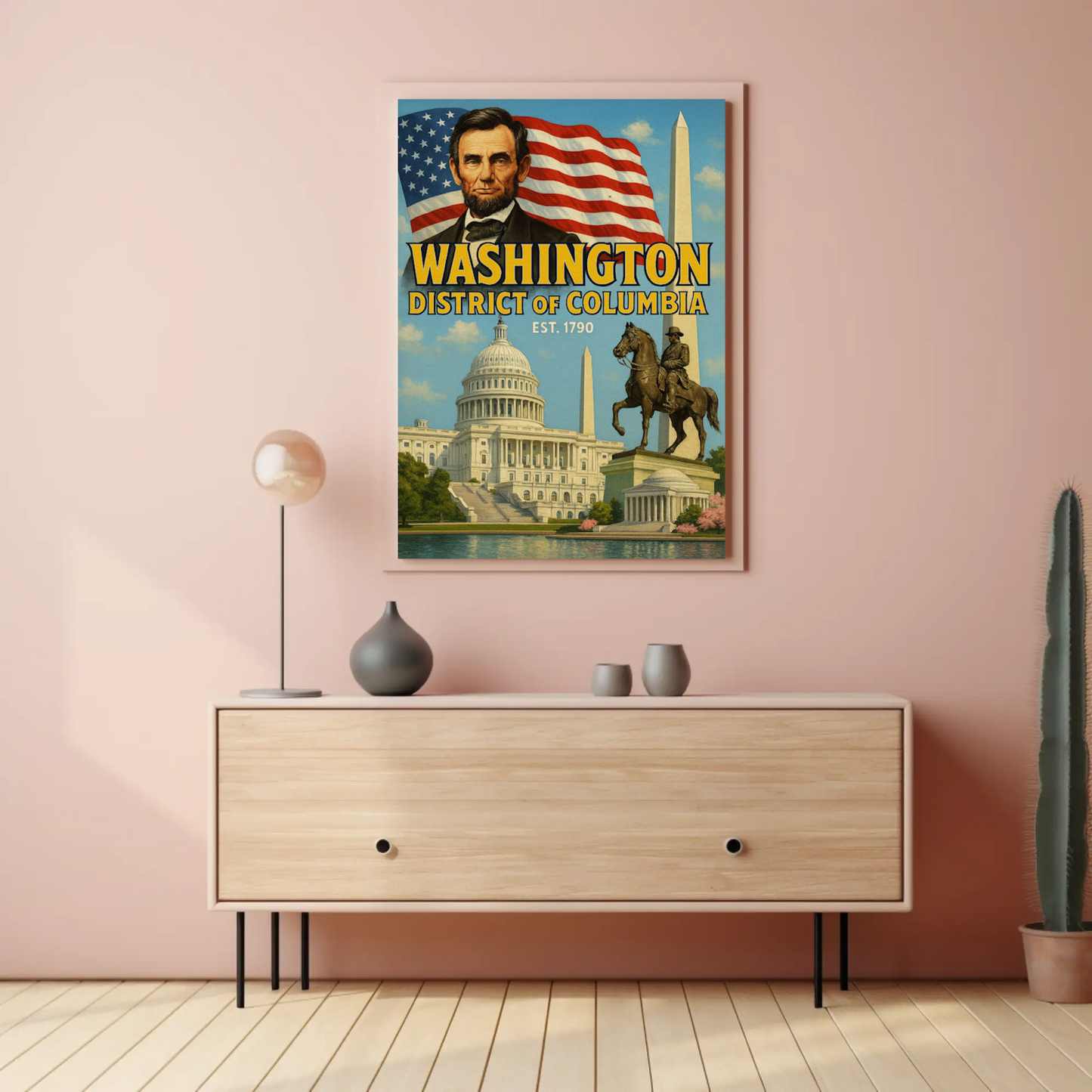 Washington DC Lincoln Capitol Monument Travel Poster