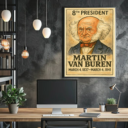 Martin Van Buren 8th President of the United States Exaggerated Cartoon Sketch Poster