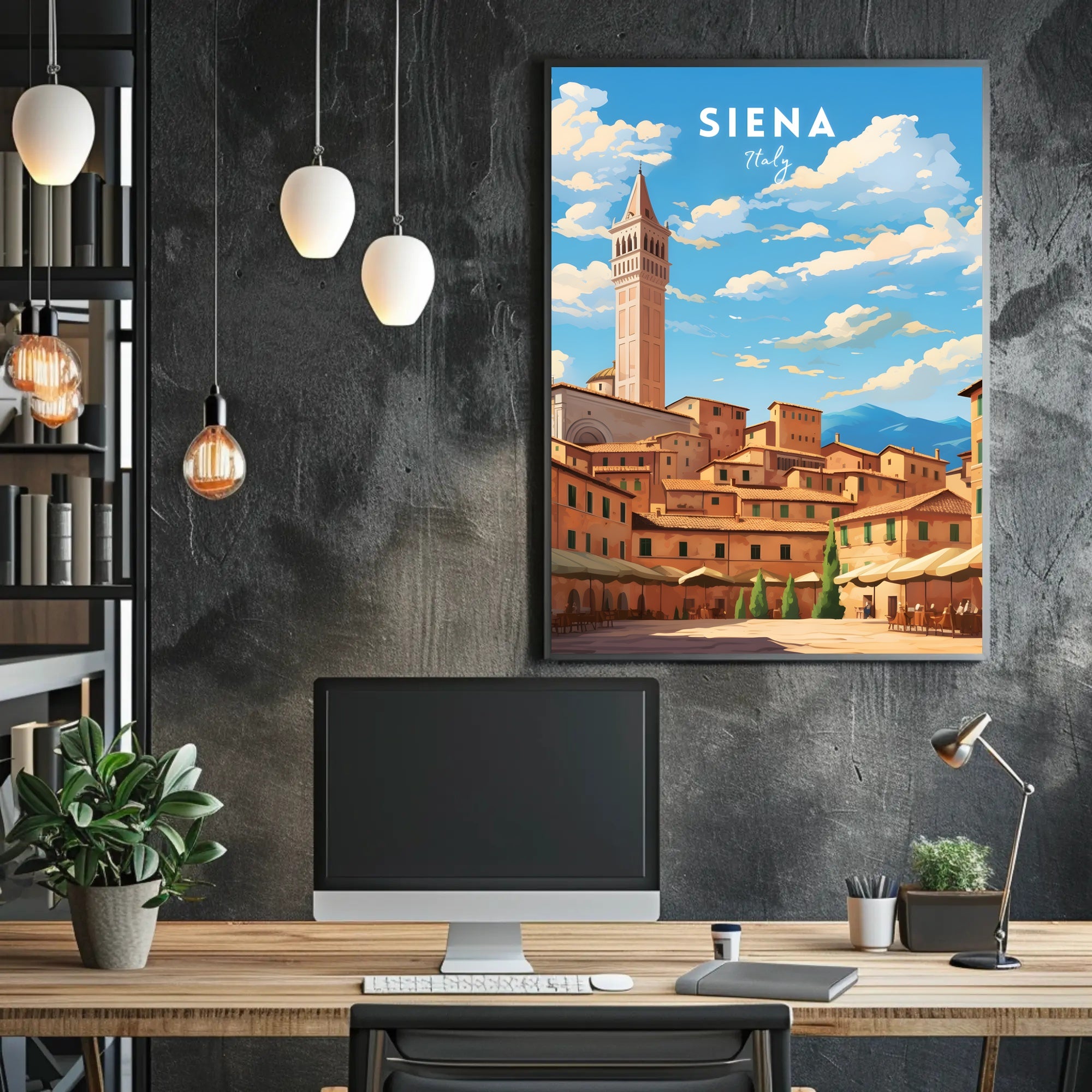 Siena Cityscape Art: Explore Tuscan Charm with Travel Poster