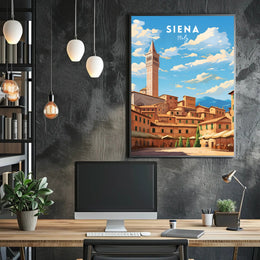 Siena Cityscape Art: Explore Tuscan Charm with Travel Poster