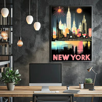 New York City Skyline Poster Retro Art Deco Wall Art